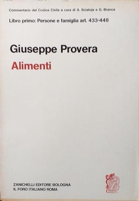 Libro primo: Persone e famiglia art. 433-448 - Alimenti - Giuseppe Provera - copertina