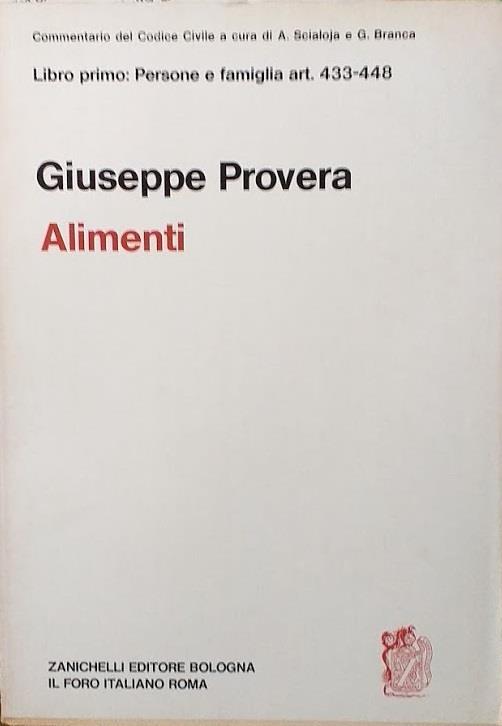 Libro primo: Persone e famiglia art. 433-448 - Alimenti - Giuseppe Provera - copertina