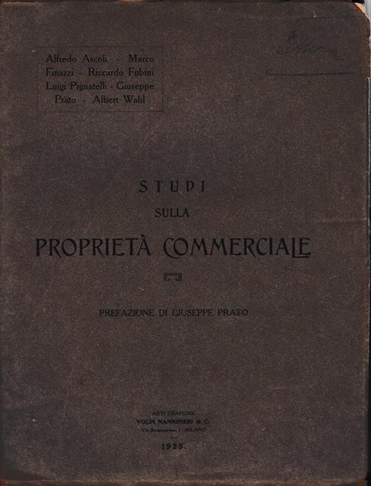 Studi sulla proprietà commerciale - Giuseppe Prato - copertina