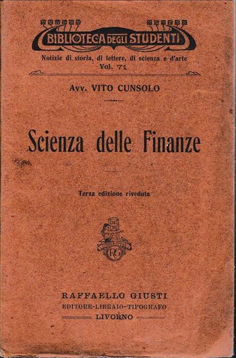 Scienza delle finanze - Avv. V. Cunsolo - copertina