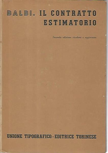 Il contratto estimatorio - Giovanni Balbi - copertina