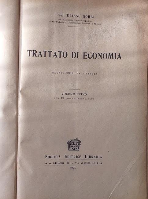 Trattato di economia. Vol. 1 - Ulisse Gobbi - copertina