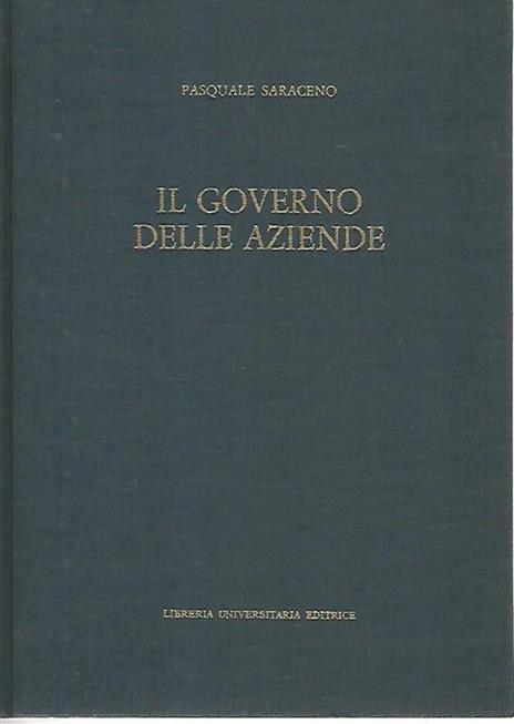 Il governo delle aziende - Pasquale Saraceno - copertina