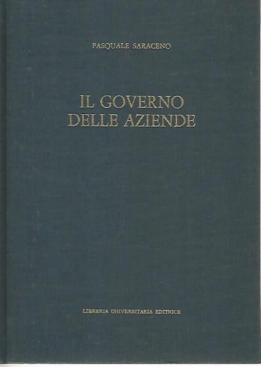 Il governo delle aziende - Pasquale Saraceno - copertina