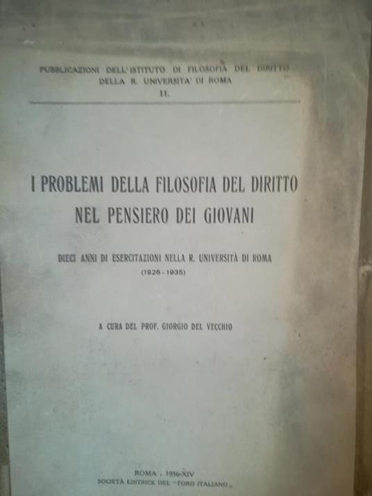 I problemi della filosofia del diritto nel pensiero dei giovani - copertina