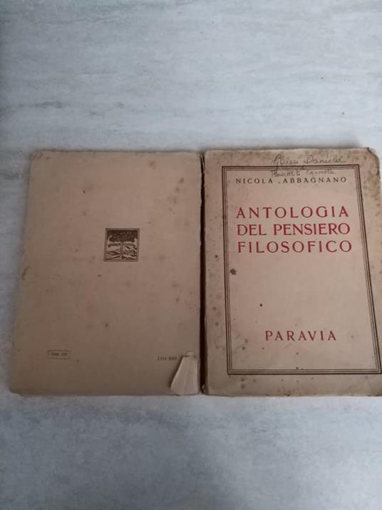 Antologia del pensiero filosofico - Nicola Abbagnano - copertina