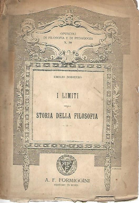 I limiti della storia della filosofia - Emilio Bodrero - copertina