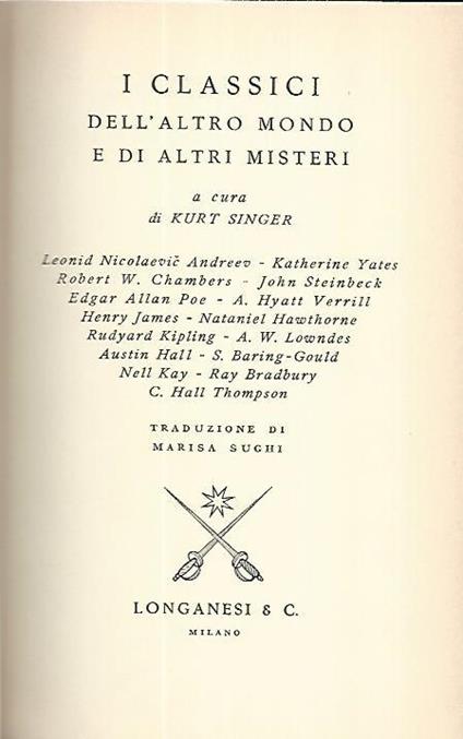 I classici dell'altro mondo e di altri misteri - Kurt Singer - copertina