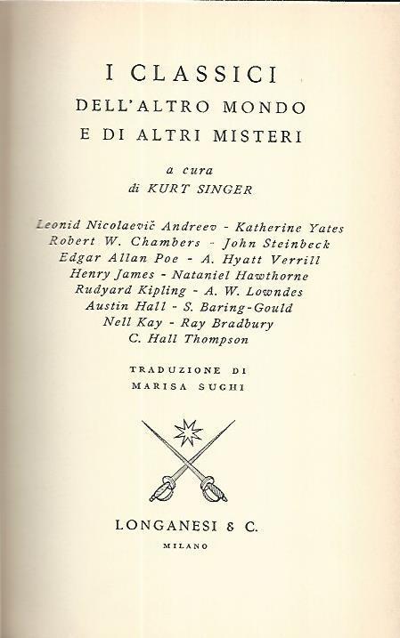 I classici dell'altro mondo e di altri misteri - Kurt Singer - copertina