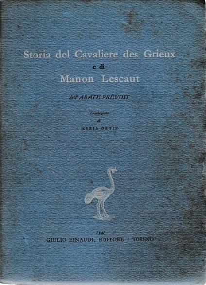 Storia del Cavaliere des Grieux e di Manon Lescaut - Abate Prévost - copertina