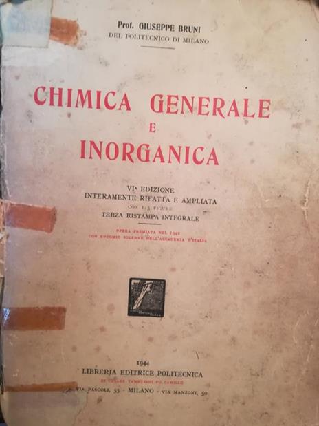 Chimica generale e inorganica - Gerardo Bruni - copertina