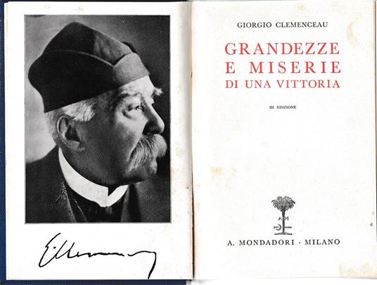 Grandezze e miserie di una vittoria - Georges Clemenceau - copertina