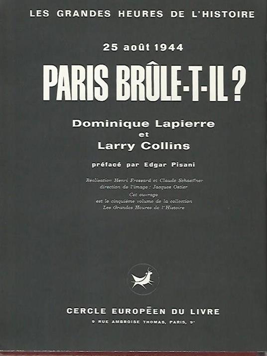 Paris brule t il? - Dominique Lapierre - copertina