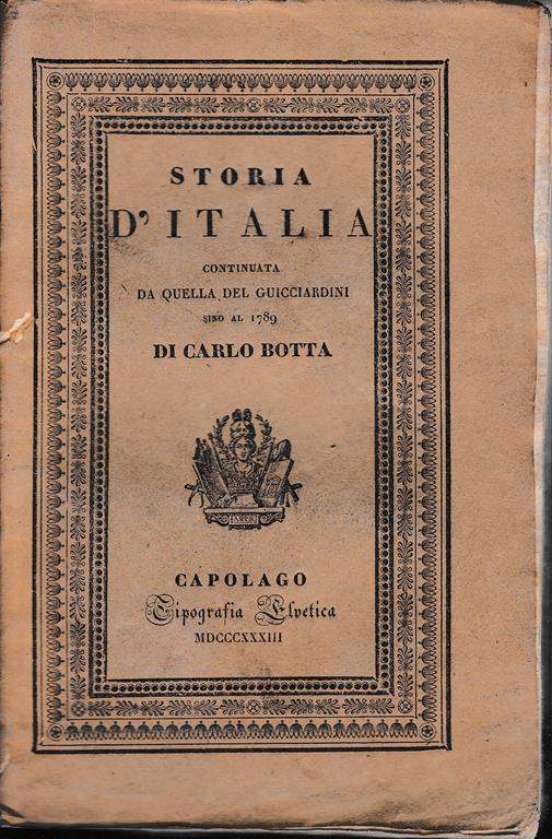 Storia d'Italia continuata da quella del Guicciardini sino al 1789. Tomo IX - Carlo Botta - copertina