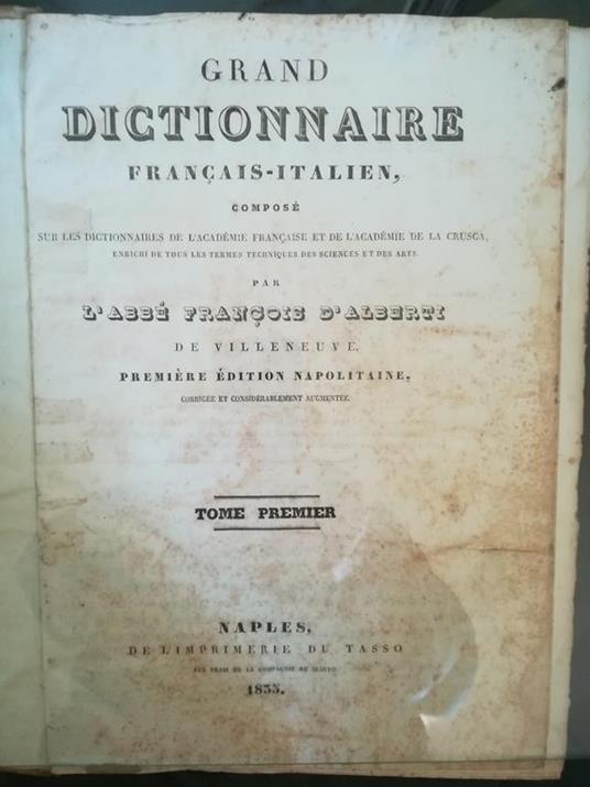 Grand Dictionnaire Français - Italien - Francesco Alberti di Villanova - copertina