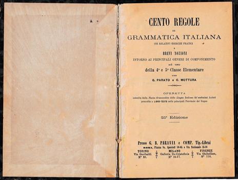 Cento regole di Grammatica Italiana - copertina