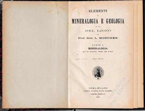 Elementi di Mineralogia e Geologia - Lamberto Moschen - copertina