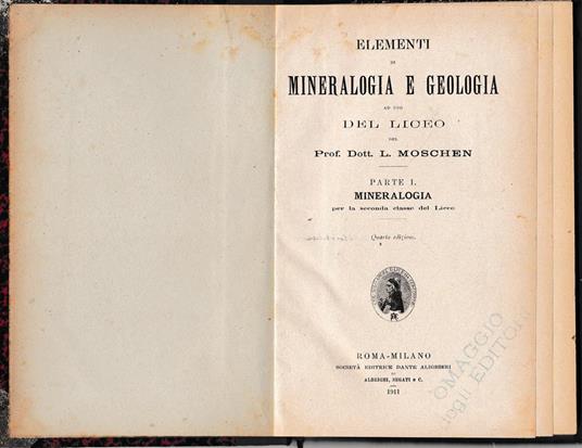 Elementi di Mineralogia e Geologia - Lamberto Moschen - copertina