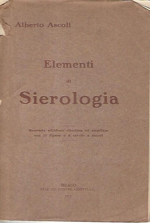 Elementi di sierologia - Alberto Ascoli - copertina