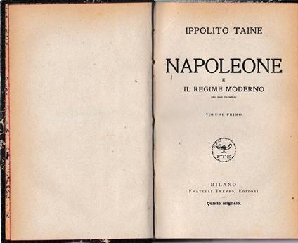Napoleone e il regime moderno. vol. 1° - Hippolyte Taine - copertina