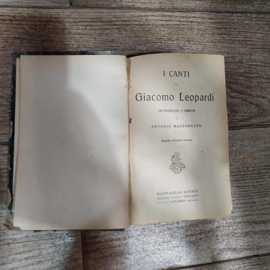 I canti di Giacomo Leopardi - Giacomo Leopardi - copertina