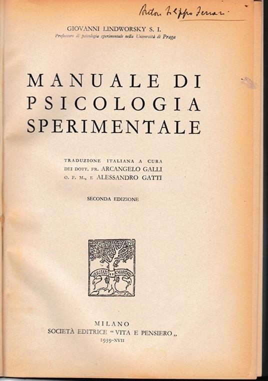 Manuale di psicologia sperimentale - copertina