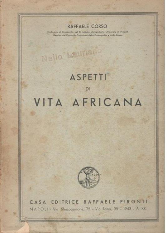 Aspetti di vita africana - Raffaele Corso - copertina