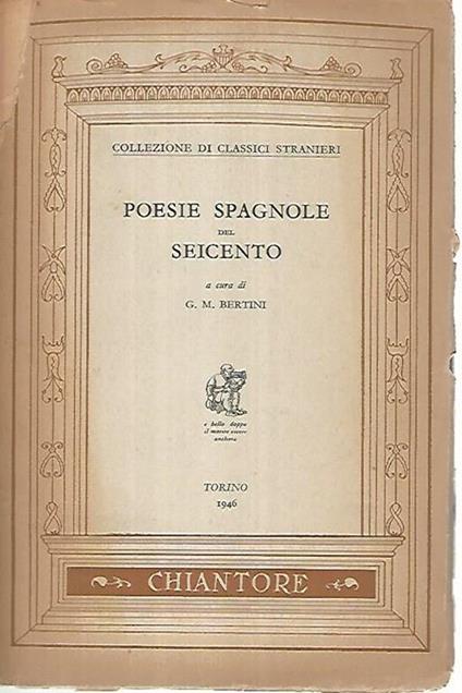 Poesie spagnole del seicento - Aldo Bertini - copertina