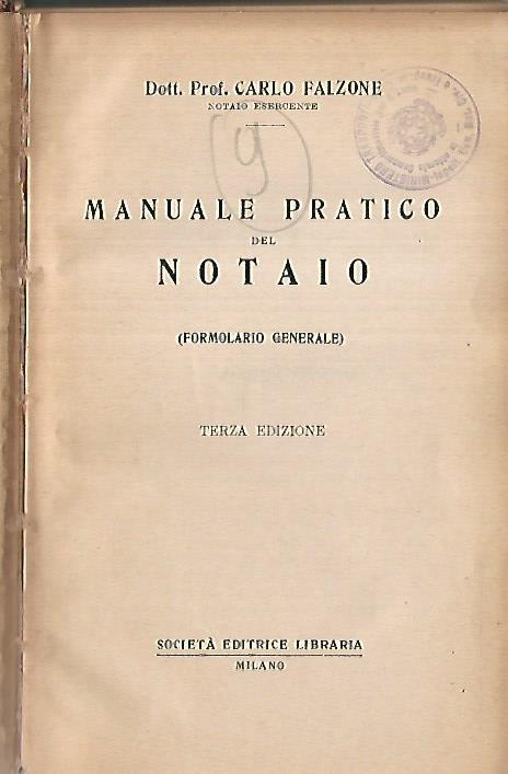 Manuale pratico del notaio - Carlo Falzone - copertina