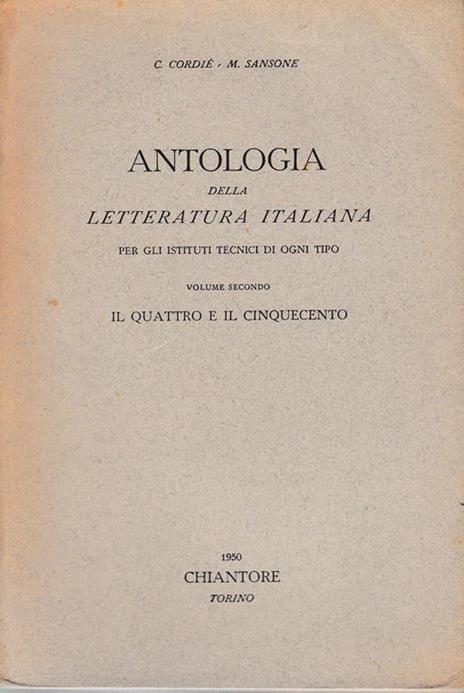 Storia della letteratura italiana e antologia Vol.2