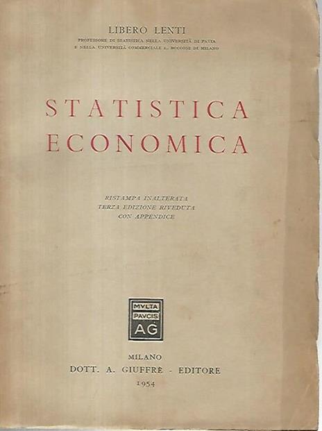 Statistica economica - Libero Lenti - copertina
