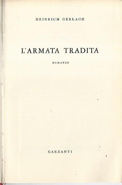 L' armata tradita - Heinrich Gerlach - copertina