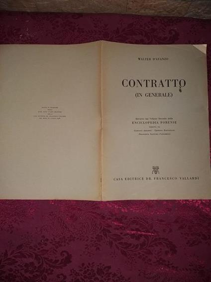 Contratto (in generale) - Walter D'Avanzo - copertina