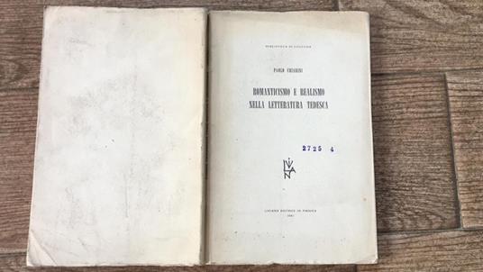 Romanticismo e realismo nella letteratura tedesca - Paolo Chiarini - copertina