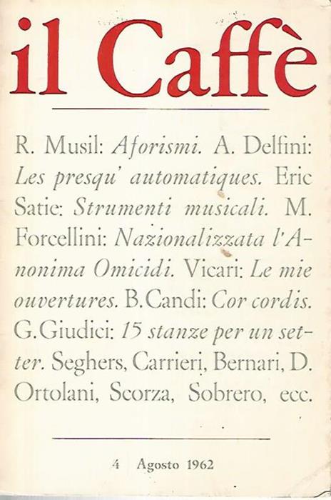 Il caffè politico e letterario. 4 agosto 1962 - copertina