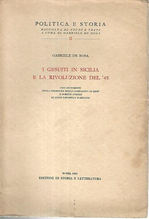 I gesuiti in Sicilia e la rivoluzione del '48 - Gabriele De Rosa - copertina