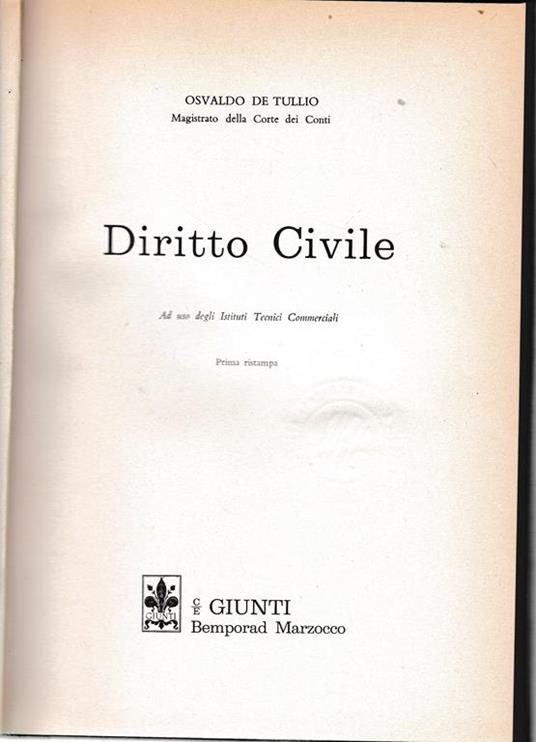 Diritto Civile - Tullio De Rosa - copertina