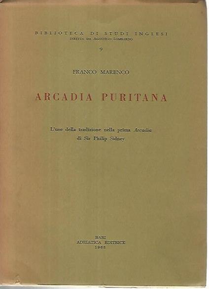 Arcadia puritana - Franco Marenco - copertina