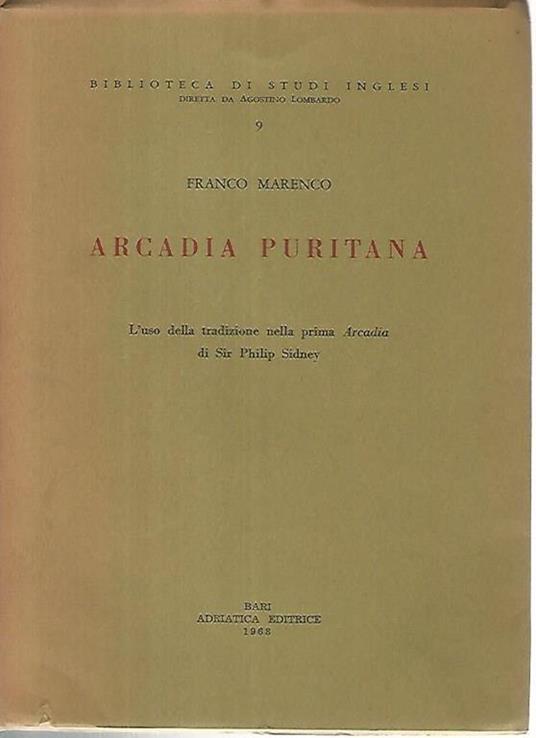 Arcadia puritana - Franco Marenco - copertina