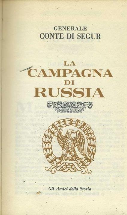 La campagna di Russia - Conte di Segur - copertina