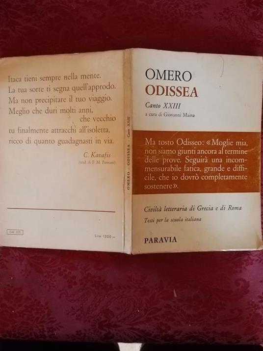 Odissea Canto XXIII - Giovanni Maina - copertina