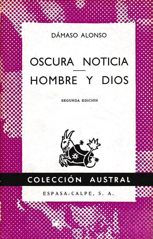 Oscura noticia - Hombre y dios - Alonso Damaso - copertina