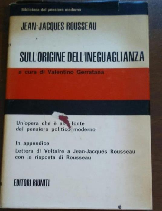 Sull'origine dell'ineguaglianza - Jean-Jacques Waltz - copertina