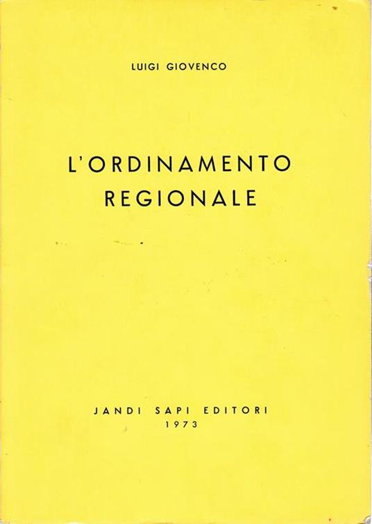 L' ordinamento Regionale - Luigi Giovenco - copertina