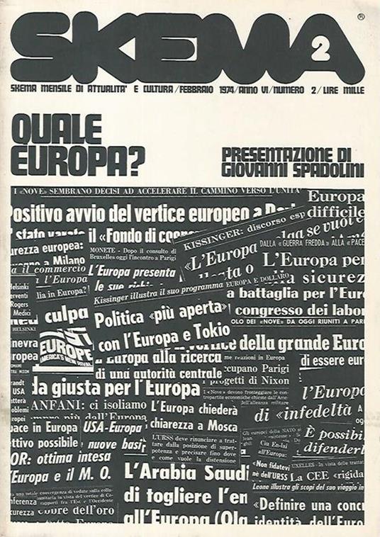 Skema. Quale Europa? Febbraio 1974. Anno VI. Numero 2 - copertina