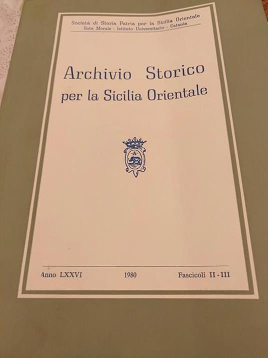 Archivio storico per la Sicilia orientale - copertina