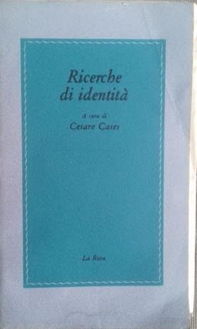 Ricerche di Identità - Cesare Cases - copertina