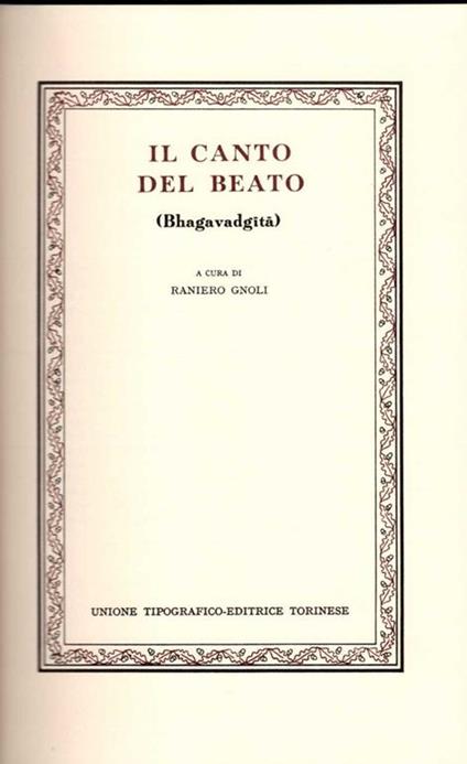 Bhagavadgita. Il canto del beato - Raniero Gnoli - copertina