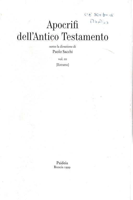 Apocrifi dell'Antico Testamento - Paolo Sacchi - copertina