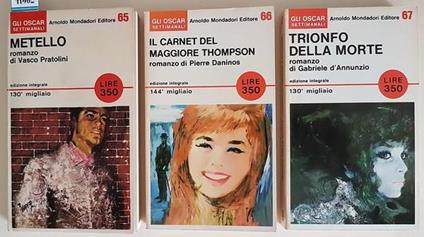 N. 3 Volumi Della Serie Oscar Settimanali: Metello Il Carnet Del Maggiore Thompson Trionfo Della Morte - Vasco Pratolini - copertina